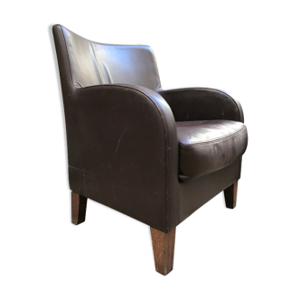 Brown leather armchair