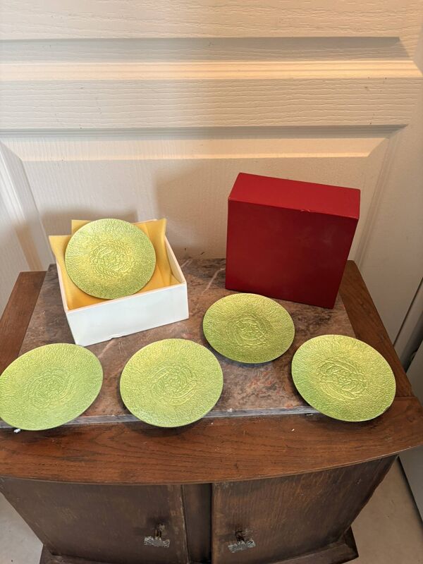 Coupe Soucoupe Sous Coupe Assiette Japonaise Vert ANDOI CLOISONNE CLOISON