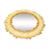 Spectacular backlit mirror in gilded brass and crystal glass by Palwa, Germany.