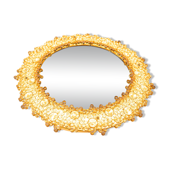 Spectacular backlit mirror in gilded brass and crystal glass by Palwa, Germany.