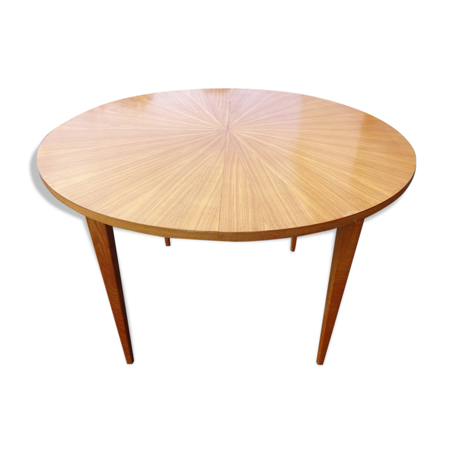 Table ronde marqueterie étoile avec allonges