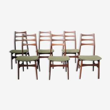 Suite of 6 Scandinavian chairs tapered rosewood living room by Niels Otto Møller