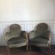 Velvet bergère chairs