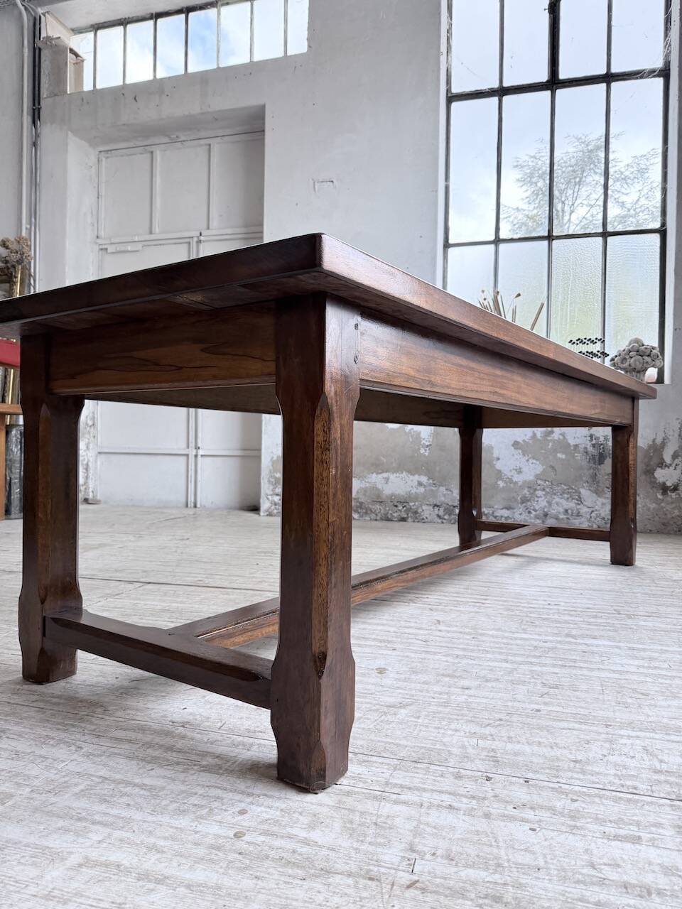 Table de ferme campagne noyer massif XL 250cm