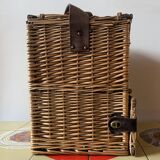 Vintage Flamingo Wicker Picnic Basket
