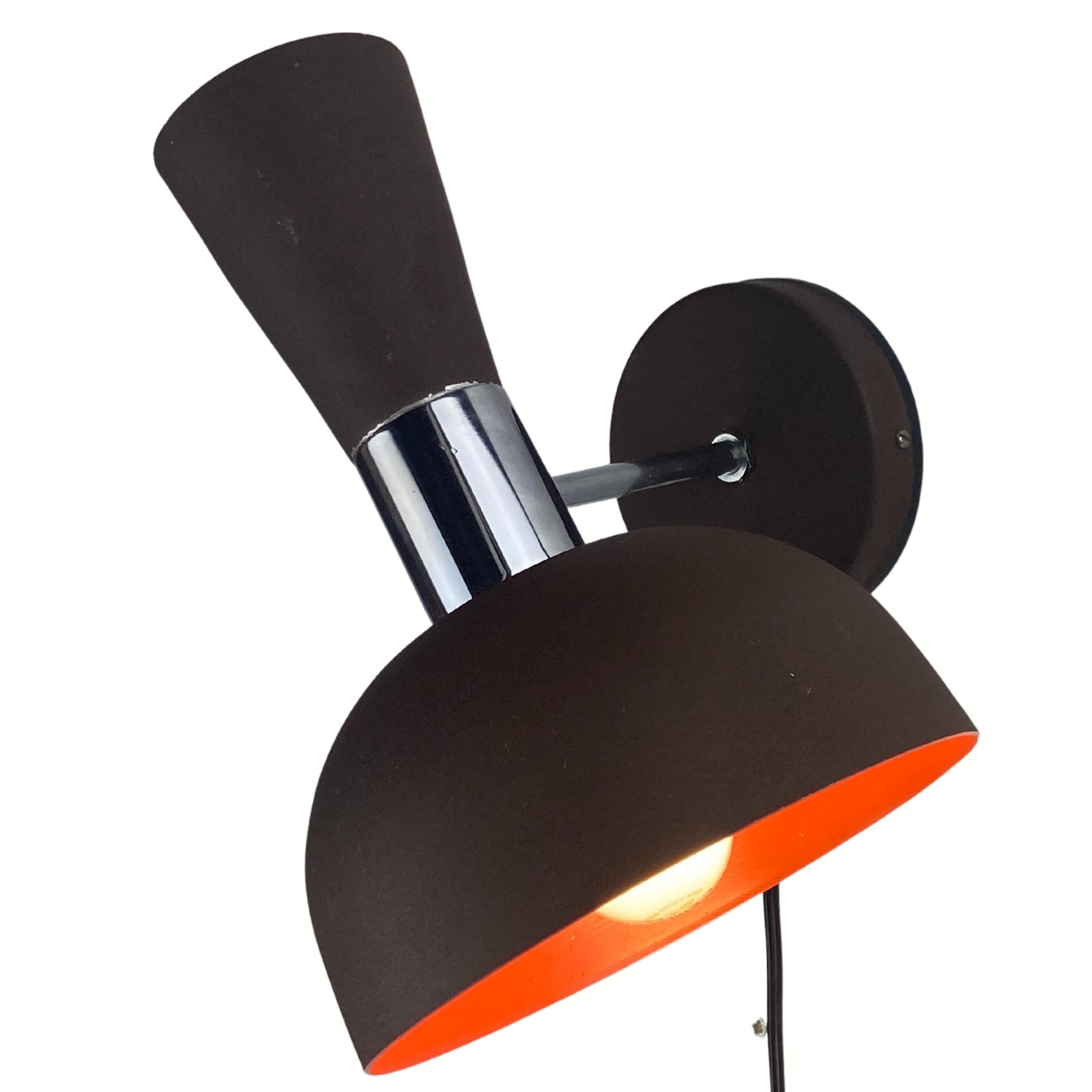 Midcentury brown vintage wall sconces by Herda, Dutch 1970s