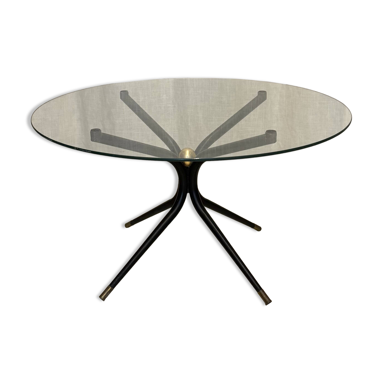 Table basse en verre et laiton, années 50