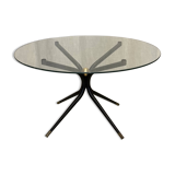 1950s glass and brass coffee table
