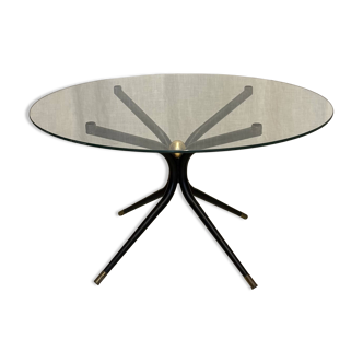 Table basse en verre et laiton, années 50