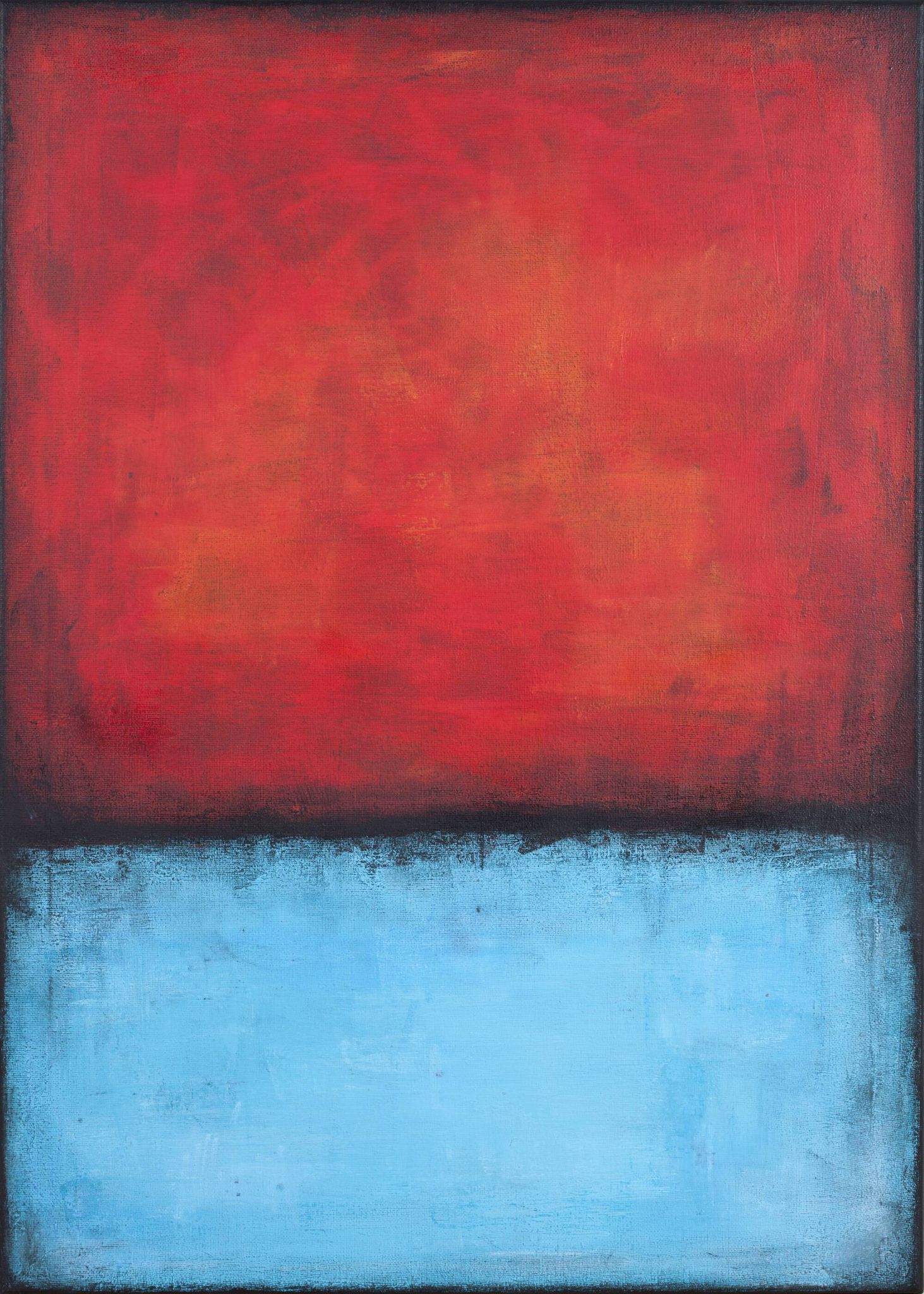 Red and Blue original minimalist abstract modern painting on stretched canv