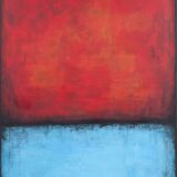 Red and Blue original minimalist abstract modern painting on stretched canv