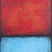 Red and Blue original minimalist abstract modern painting on stretched canv