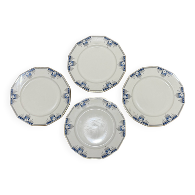 4 superbes et rares Assiettes Stylisées Art déco Malaveix & Granger 19