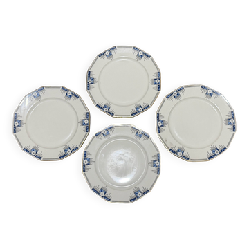 4 superbes et rares Assiettes Stylisées Art déco Malaveix & Granger 19