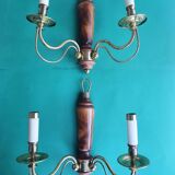 Paire de grandes appliques murales bougeoirs anciennes