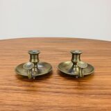Pair of vintage brass cellar rat candlesticks