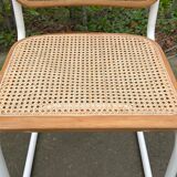 Cesca chair b32 model in white and wood by Marcel Breuer