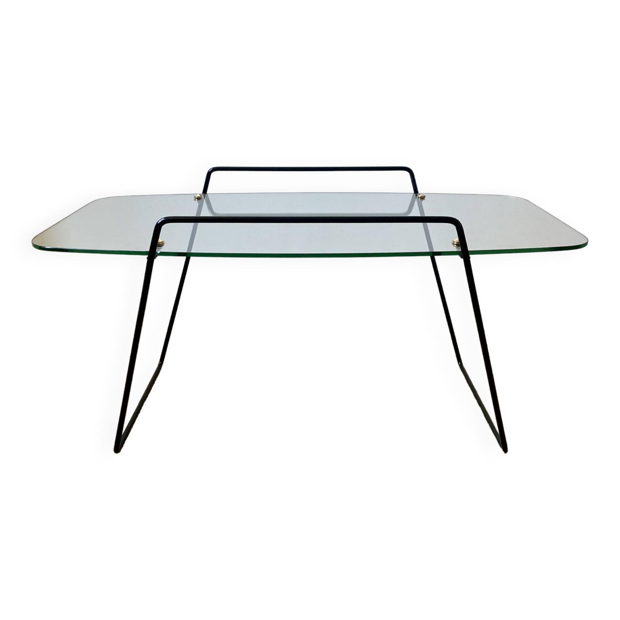 Table basse en verre et métal années 50