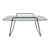 Glass and metal coffee table from the 1950s