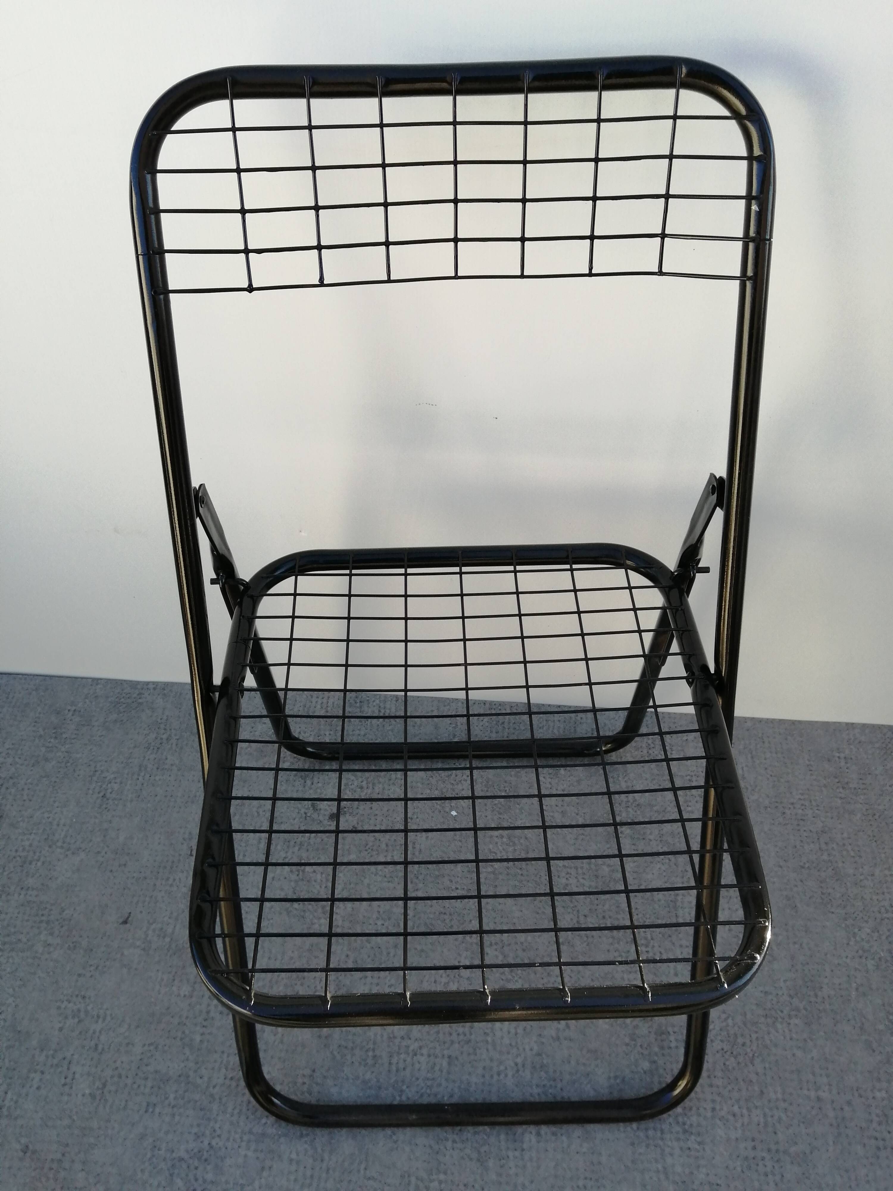Vintage black metal folding chair 1970s