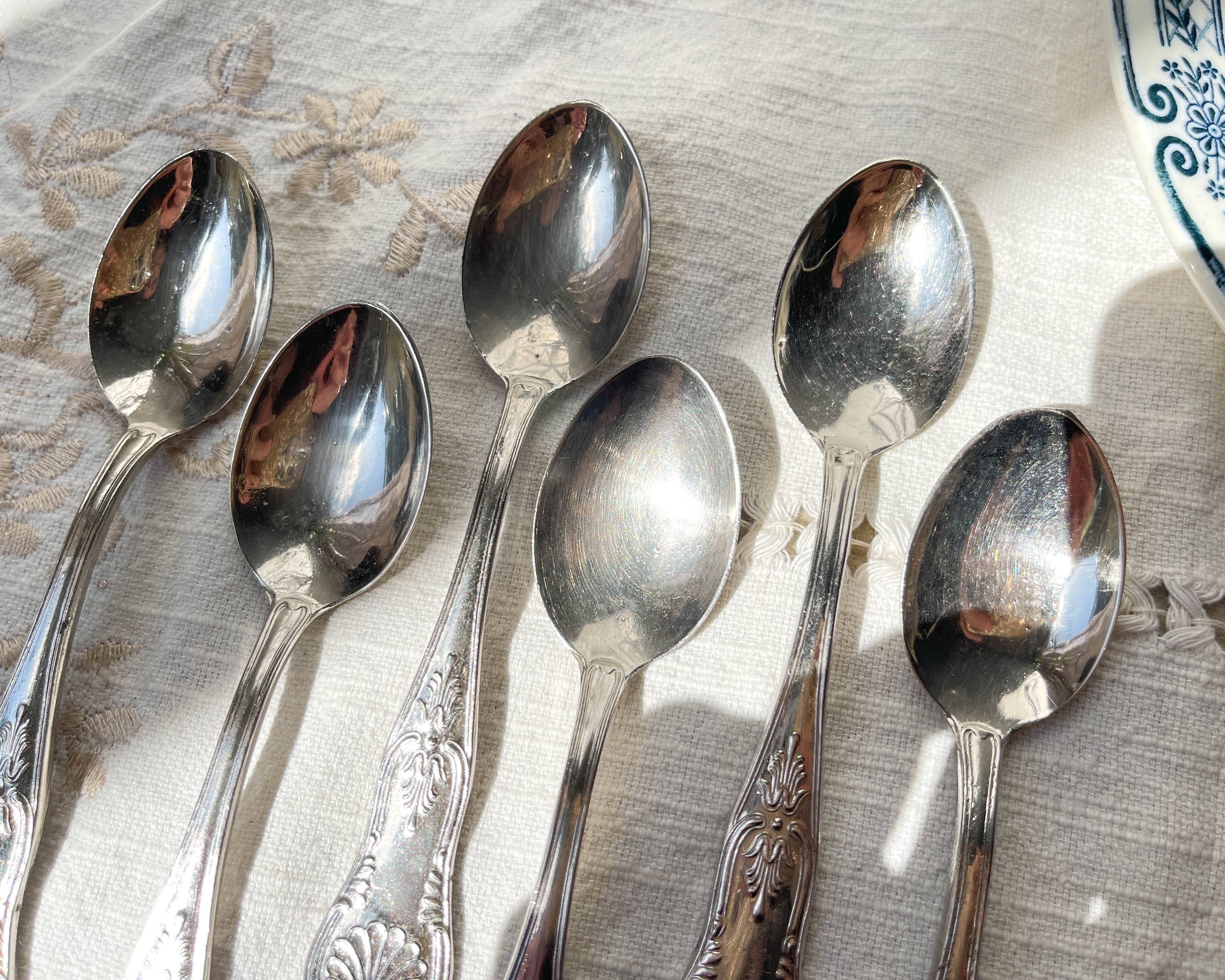 6 Small Vintage Rocaille Style Spoons