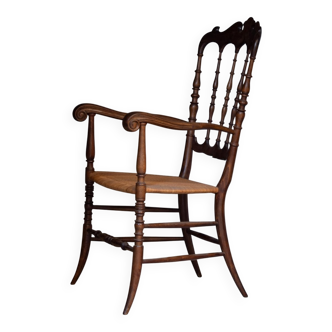 Vintage Chiavarina chair with armrests, 1950s