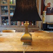 Bronze lamp and dark brown fabric shade
