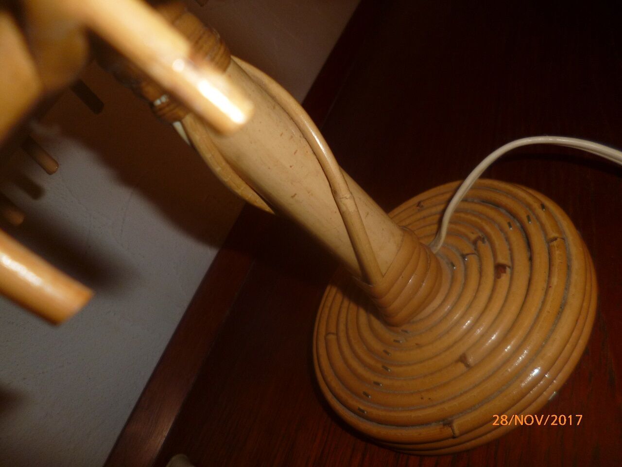 Wicker and rattan 1960 bedside lamp