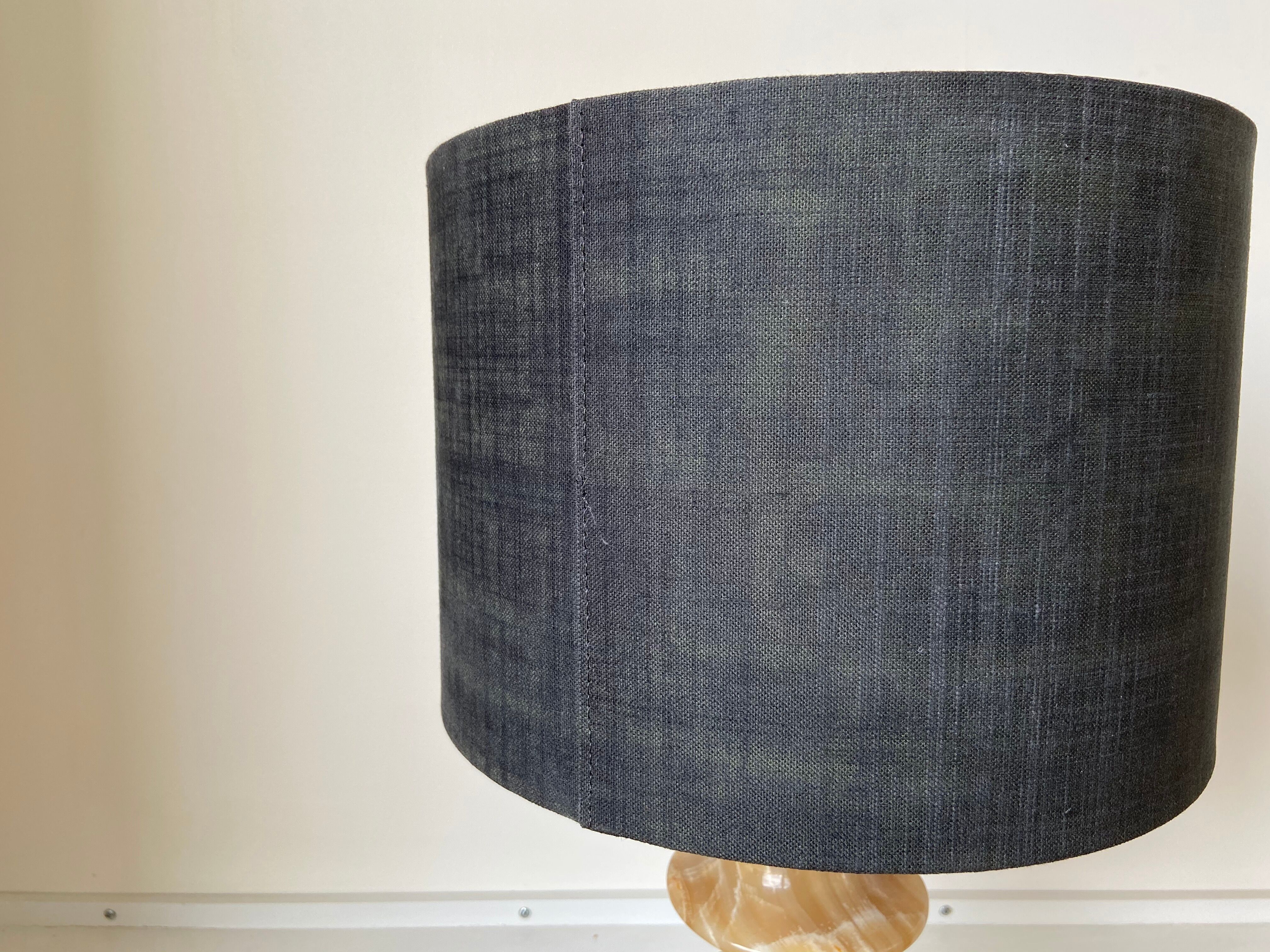 Stone and black cotton table lamp
