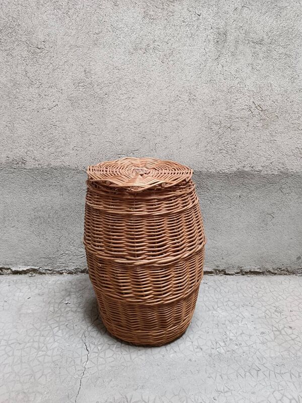 Corbeille panière en osier rotin vintage