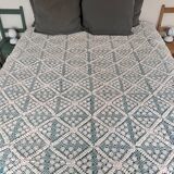 Large vintage handmade crochet bedspread