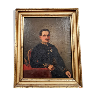 Oil on canvas: portrait of a notable neapolitan soldier in march 1854