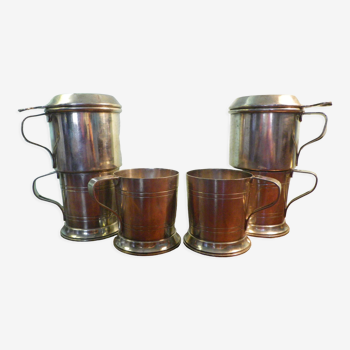 2 teapots and 2 glass supports, mills 36 goldsmithing, silver metal with hallmark