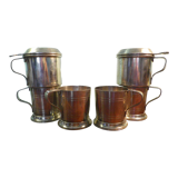 2 teapots and 2 glass supports, mills 36 goldsmithing, silver metal with hallmark