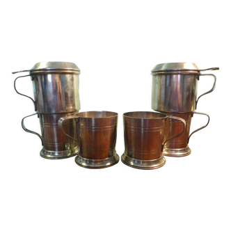 2 teapots and 2 glass supports, mills 36 goldsmithing, silver metal with hallmark