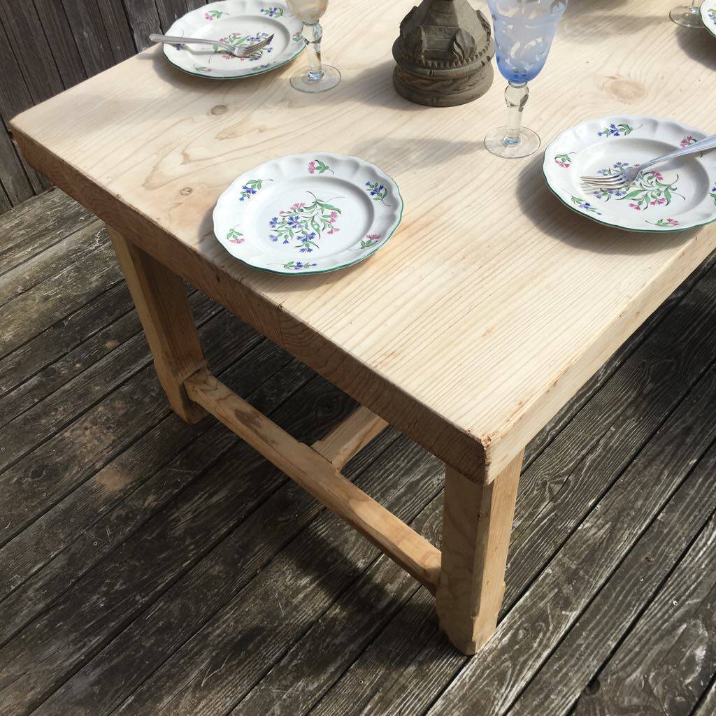 Solid raw wood farm table