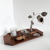 Vintage teak serving tray from the 1950s with compartments.