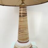 Lampe haute en grès avec abat-jour tissu d'origine