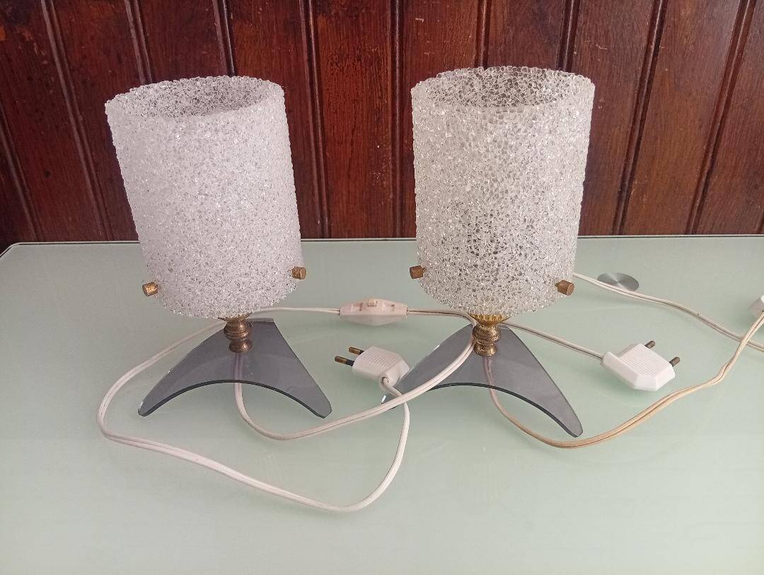 Set of 2 Perspex and Plexiglass lamps from the 1950s.