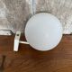 Old White Metal Wall Lamp + White Opaline Ball 70s Vintage #B790