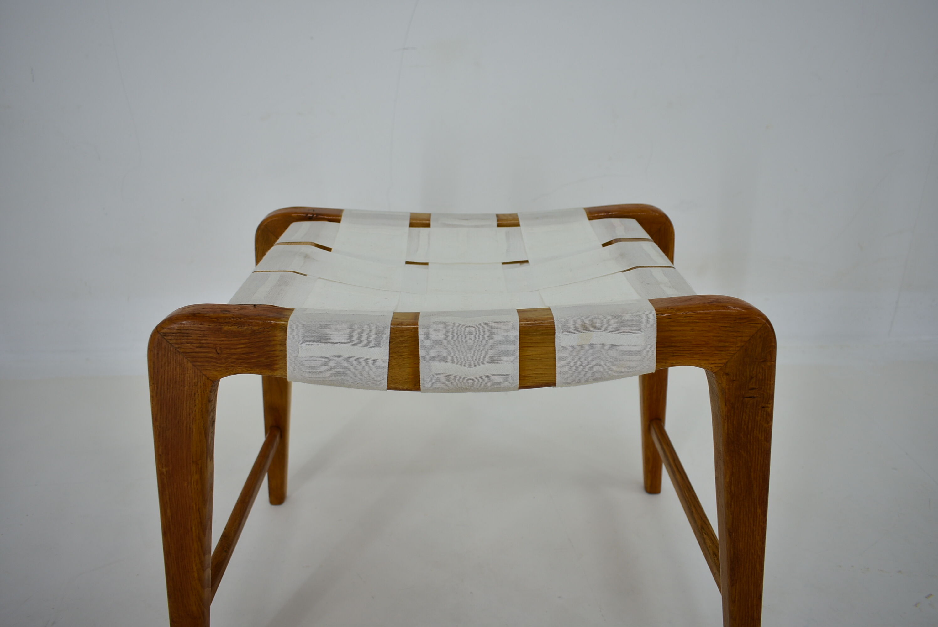 1940s, Jan Vanek Sculptural Oak Stool or Ottoman, Czechoslovakia