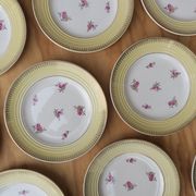 4 dessert plates vintage light yellow rim CERANORD ST AMAND