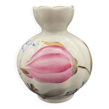 Lomonosov LFZ vase "Tulip", pink tulip decoration, around 2002
