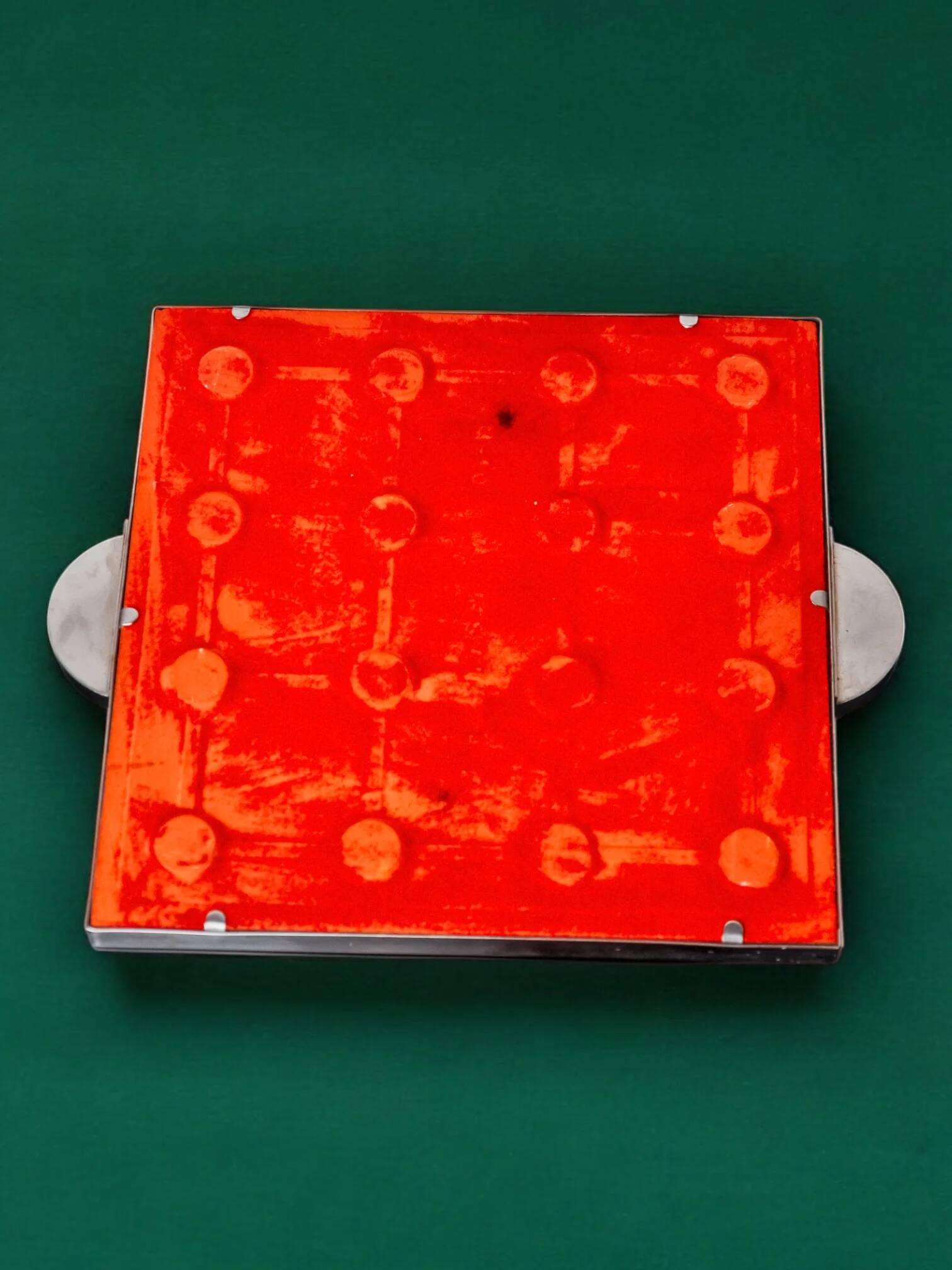 Space age floral blue ceramic trivet, Spain, 1970s