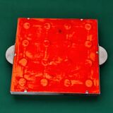 Space age floral blue ceramic trivet, Spain, 1970s