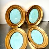 Lot of 4 Antique Oval Gilded Frames  CONVEX glass , each frame 19.5 cm x 15.5 cm