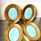 Lot of 4 Antique Oval Gilded Frames  CONVEX glass , each frame 19.5 cm x 15.5 cm