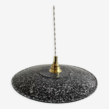 Vintage pendant lamp in electrified electrified black enamelled sheet metal