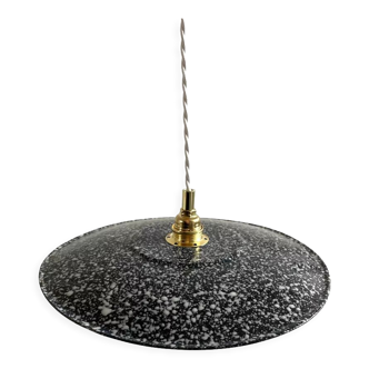 Vintage pendant lamp in electrified electrified black enamelled sheet metal