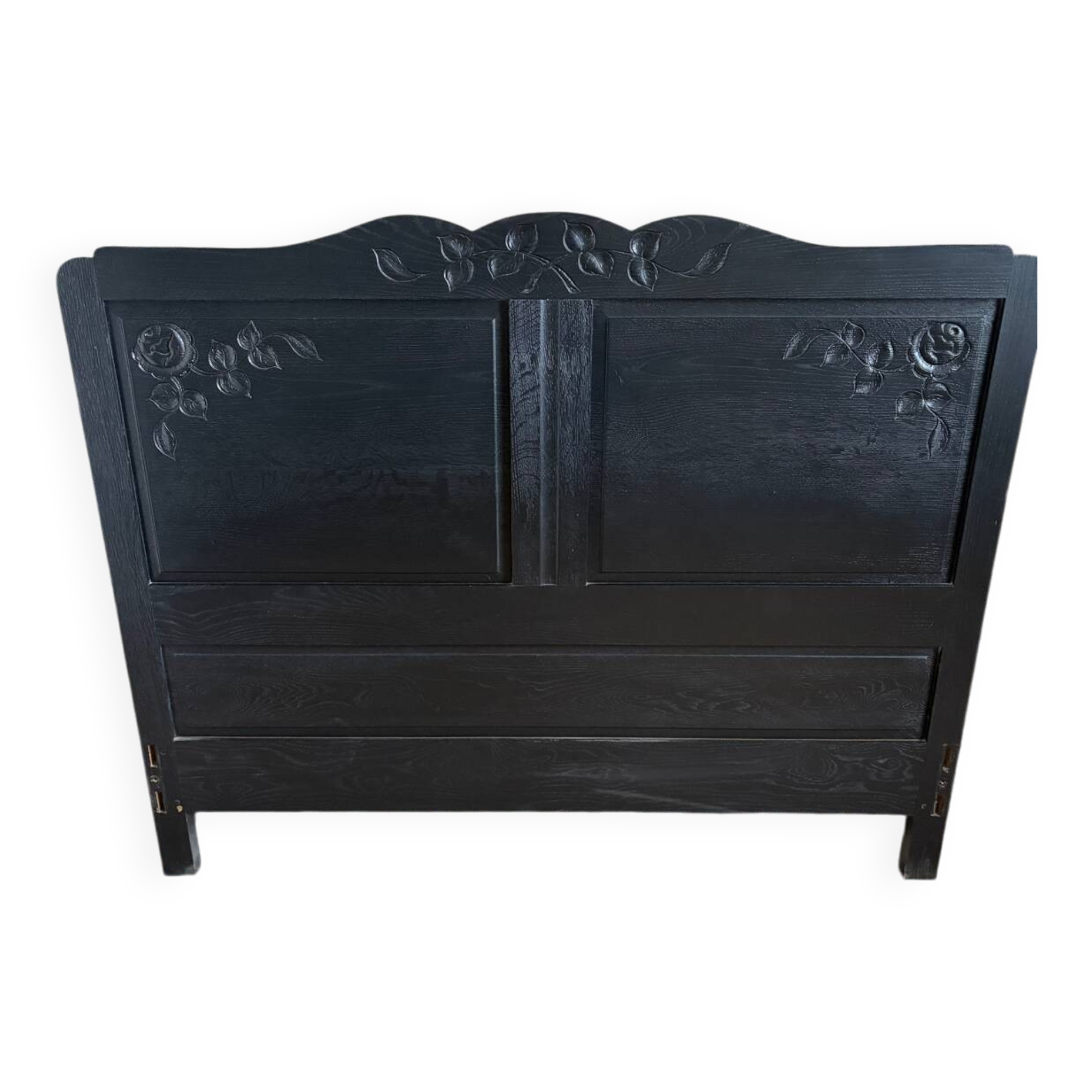 Vintage headboard 140 matte black refurbished Art Deco